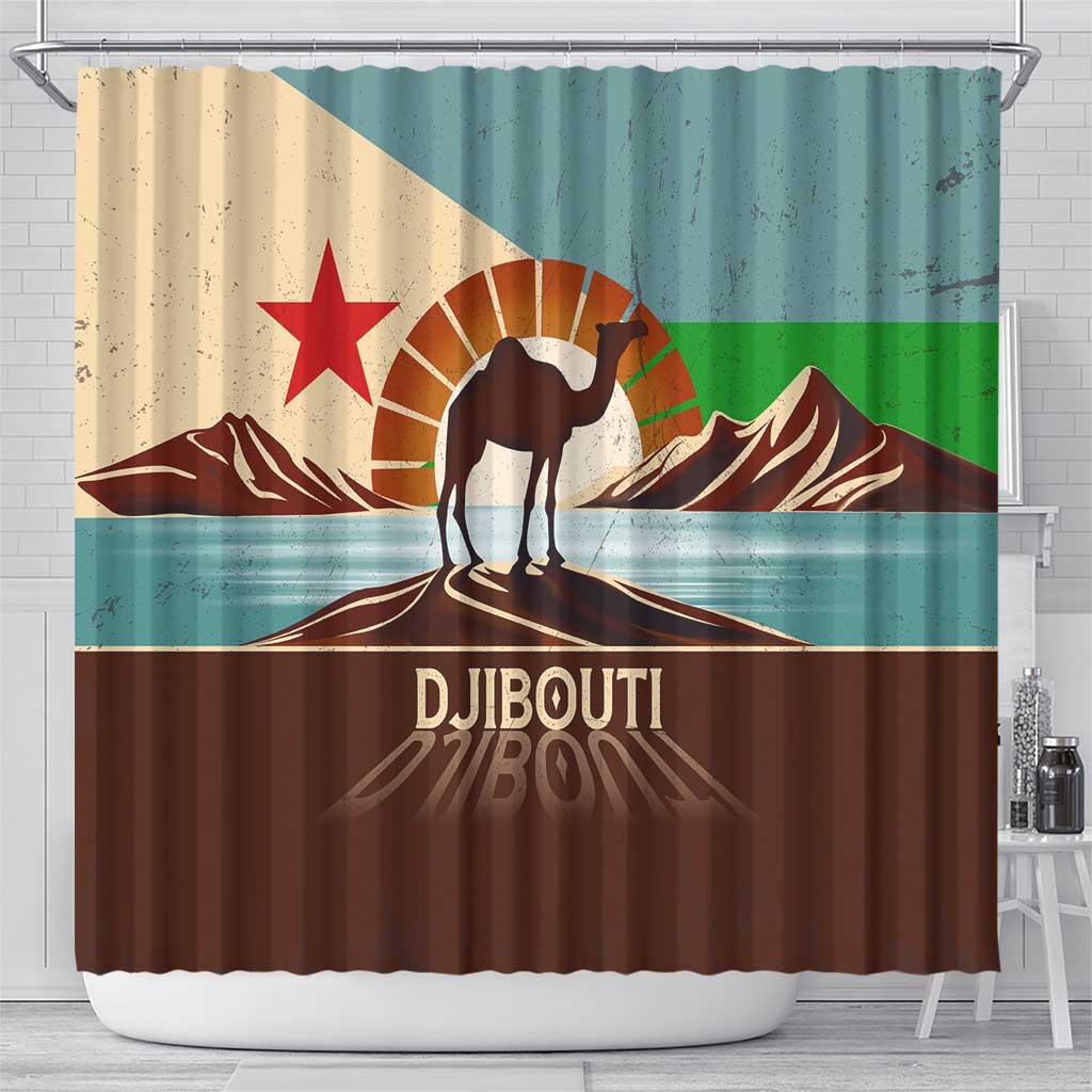 Echoes of Djibouti Shower Curtain Where Desert Meets Sea and Heritage Stands Tall