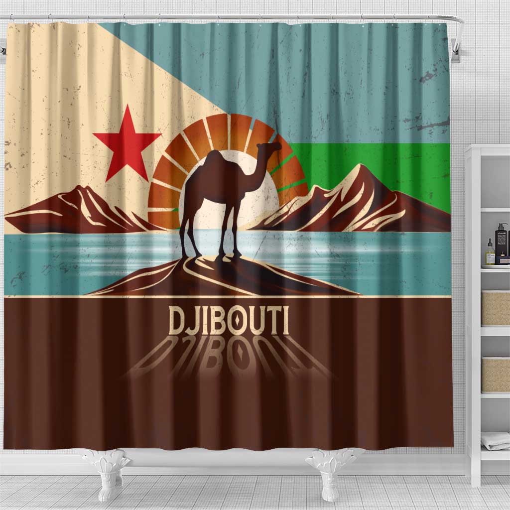 Echoes of Djibouti Shower Curtain Where Desert Meets Sea and Heritage Stands Tall
