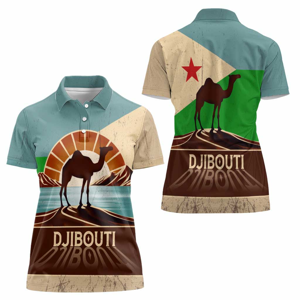 Echoes of Djibouti Women Polo Shirt Where Desert Meets Sea and Heritage Stands Tall