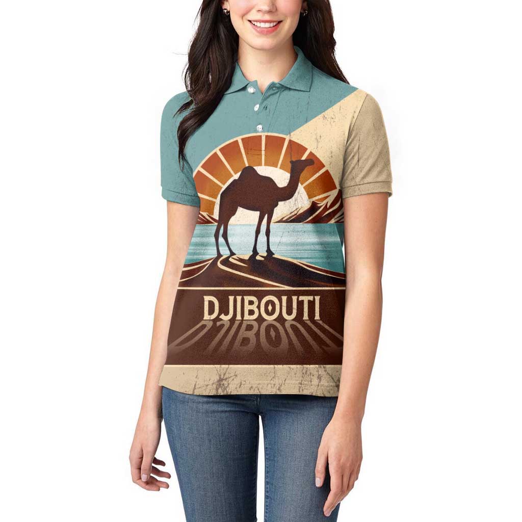 Echoes of Djibouti Women Polo Shirt Where Desert Meets Sea and Heritage Stands Tall