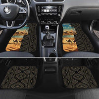 Djibouti Desert Landscape Tadjoura Car Mats with Camel Riders and Tribal Pattern Design