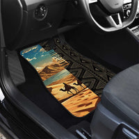Djibouti Desert Landscape Tadjoura Car Mats with Camel Riders and Tribal Pattern Design