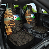 Djibouti Desert Landscape Tadjoura Car Seat Cover with Camel Riders and Tribal Pattern Design