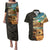 Djibouti Desert Landscape Tadjoura Couples Matching Puletasi and Hawaiian Shirt with Camel Riders and Tribal Pattern Design