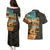 Djibouti Desert Landscape Tadjoura Couples Matching Puletasi and Hawaiian Shirt with Camel Riders and Tribal Pattern Design