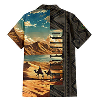 Djibouti Desert Landscape Tadjoura Family Matching Mermaid Dress and Hawaiian Shirt with Camel Riders and Tribal Pattern Design