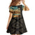 Djibouti Desert Landscape Tadjoura Family Matching Off Shoulder Maxi Dress and Hawaiian Shirt with Camel Riders and Tribal Pattern Design