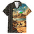 Djibouti Desert Landscape Tadjoura Family Matching Off Shoulder Maxi Dress and Hawaiian Shirt with Camel Riders and Tribal Pattern Design