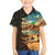 Djibouti Desert Landscape Tadjoura Family Matching Off Shoulder Maxi Dress and Hawaiian Shirt with Camel Riders and Tribal Pattern Design