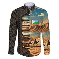 Djibouti Desert Landscape Tadjoura Family Matching Puletasi and Hawaiian Shirt with Camel Riders and Tribal Pattern Design