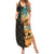 Djibouti Desert Landscape Tadjoura Family Matching Summer Maxi Dress and Hawaiian Shirt with Camel Riders and Tribal Pattern Design