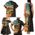 Djibouti Desert Landscape Tadjoura Family Matching Tank Maxi Dress and Hawaiian Shirt with Camel Riders and Tribal Pattern Design
