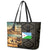 Djibouti Desert Landscape Tadjoura Leather Tote Bag with Camel Riders and Tribal Pattern Design
