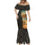 Djibouti Desert Landscape Tadjoura Mermaid Dress with Camel Riders and Tribal Pattern Design