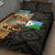 Djibouti Desert Landscape Tadjoura Quilt Bed Set with Camel Riders and Tribal Pattern Design