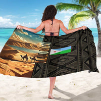 Djibouti Desert Landscape Tadjoura Sarong with Camel Riders and Tribal Pattern Design