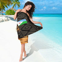 Djibouti Desert Landscape Tadjoura Sarong with Camel Riders and Tribal Pattern Design