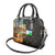 Djibouti Desert Landscape Tadjoura Shoulder Handbag with Camel Riders and Tribal Pattern Design