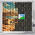 Djibouti Desert Landscape Tadjoura Shower Curtain with Camel Riders and Tribal Pattern Design