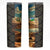 Djibouti Desert Landscape Tadjoura Skinny Tumbler with Camel Riders and Tribal Pattern Design