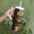 Djibouti Desert Landscape Tadjoura Tumbler With Handle with Camel Riders and Tribal Pattern Design