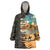 Djibouti Desert Landscape Tadjoura Wearable Blanket Hoodie with Camel Riders and Tribal Pattern Design