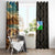 Djibouti Desert Landscape Tadjoura Window Curtain with Camel Riders and Tribal Pattern Design