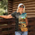 Djibouti Desert Landscape Tadjoura Women Polo Shirt with Camel Riders and Tribal Pattern Design