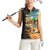 Djibouti Desert Landscape Tadjoura Women Sleeveless Polo Shirt with Camel Riders and Tribal Pattern Design