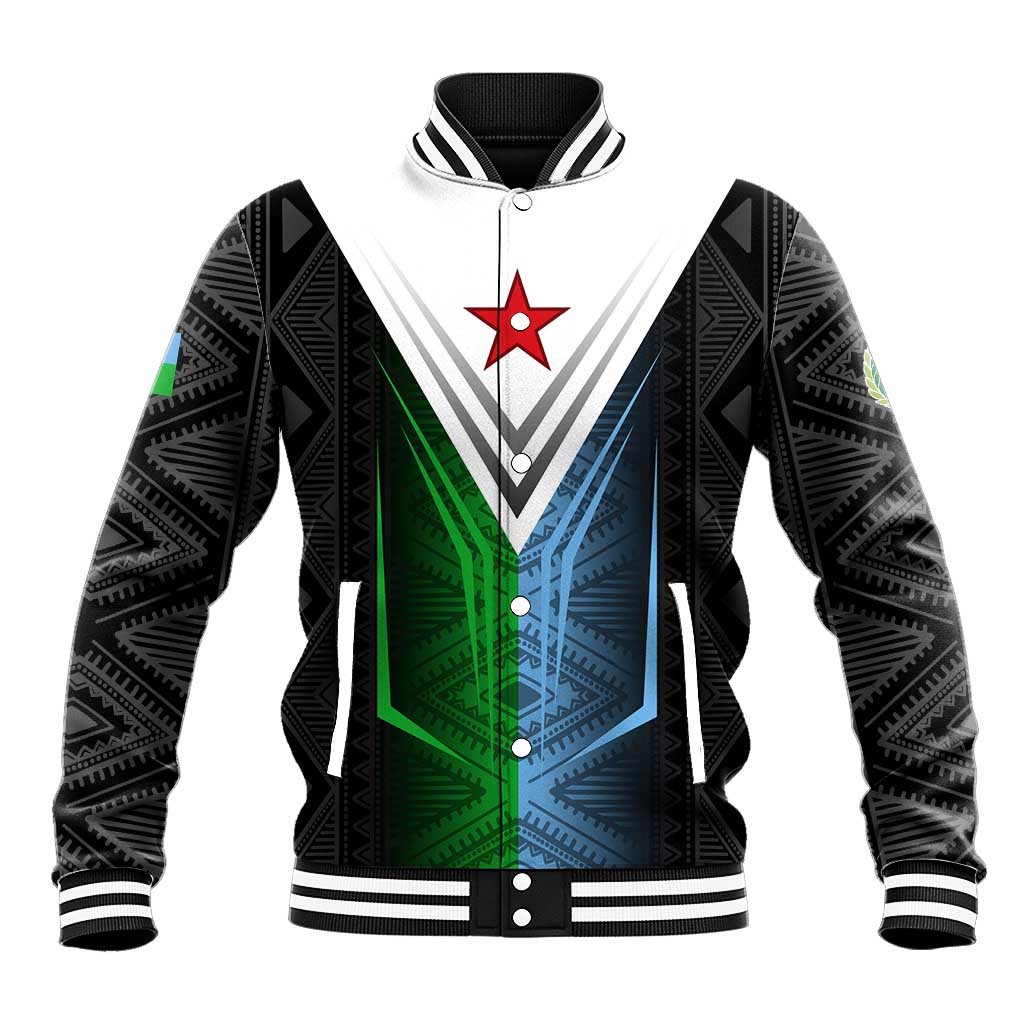 Djibouti Fusion Baseball Jacket Tribal Geometry Meets National Colors and Red Star Boldness