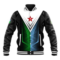 Djibouti Fusion Baseball Jacket Tribal Geometry Meets National Colors and Red Star Boldness