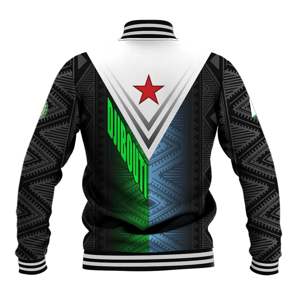 Djibouti Fusion Baseball Jacket Tribal Geometry Meets National Colors and Red Star Boldness