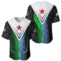 Djibouti Fusion Baseball Jersey Tribal Geometry Meets National Colors and Red Star Boldness