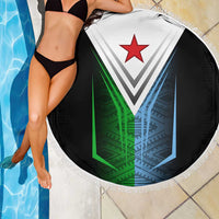 Djibouti Fusion Beach Blanket Tribal Geometry Meets National Colors and Red Star Boldness