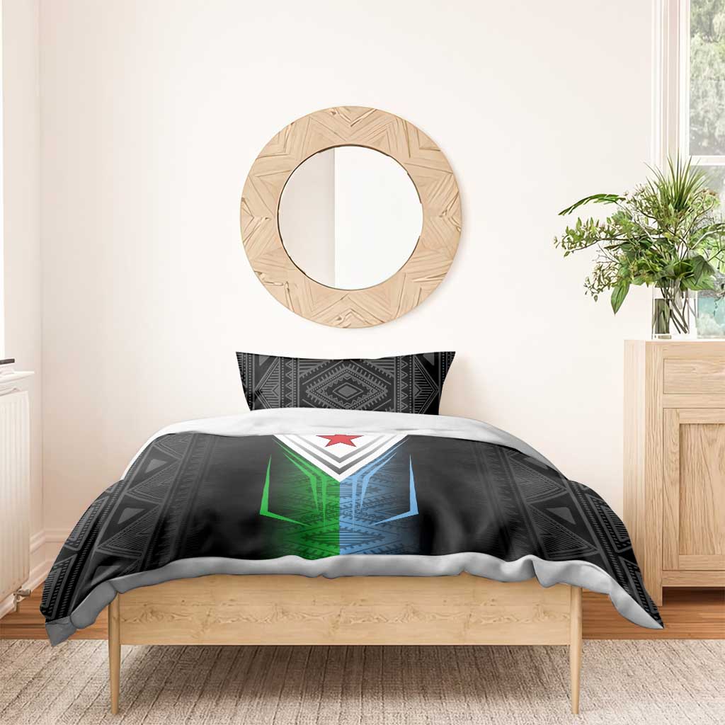 Djibouti Fusion Bedding Set Tribal Geometry Meets National Colors and Red Star Boldness