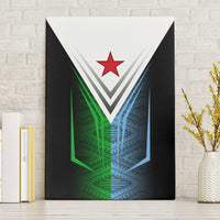 Djibouti Fusion Canvas Wall Art Tribal Geometry Meets National Colors and Red Star Boldness
