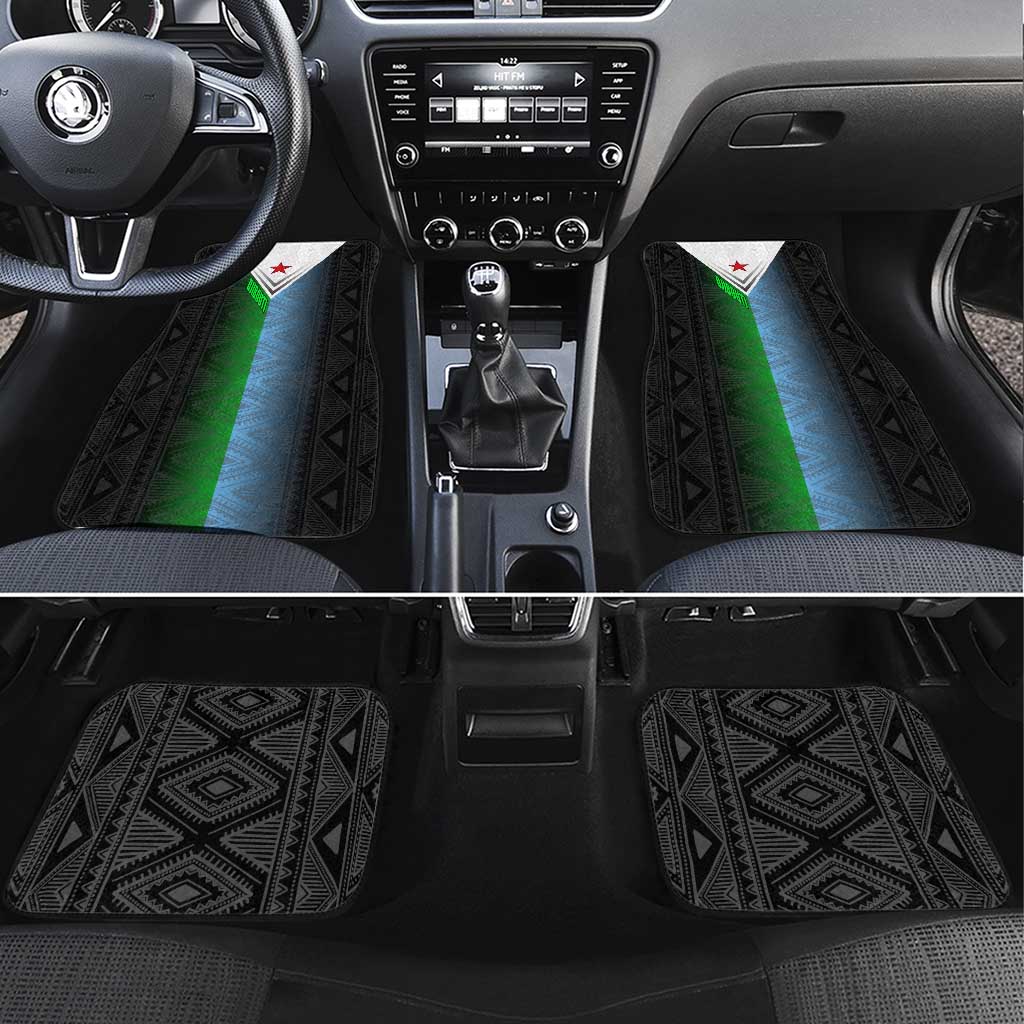 Djibouti Fusion Car Mats Tribal Geometry Meets National Colors and Red Star Boldness