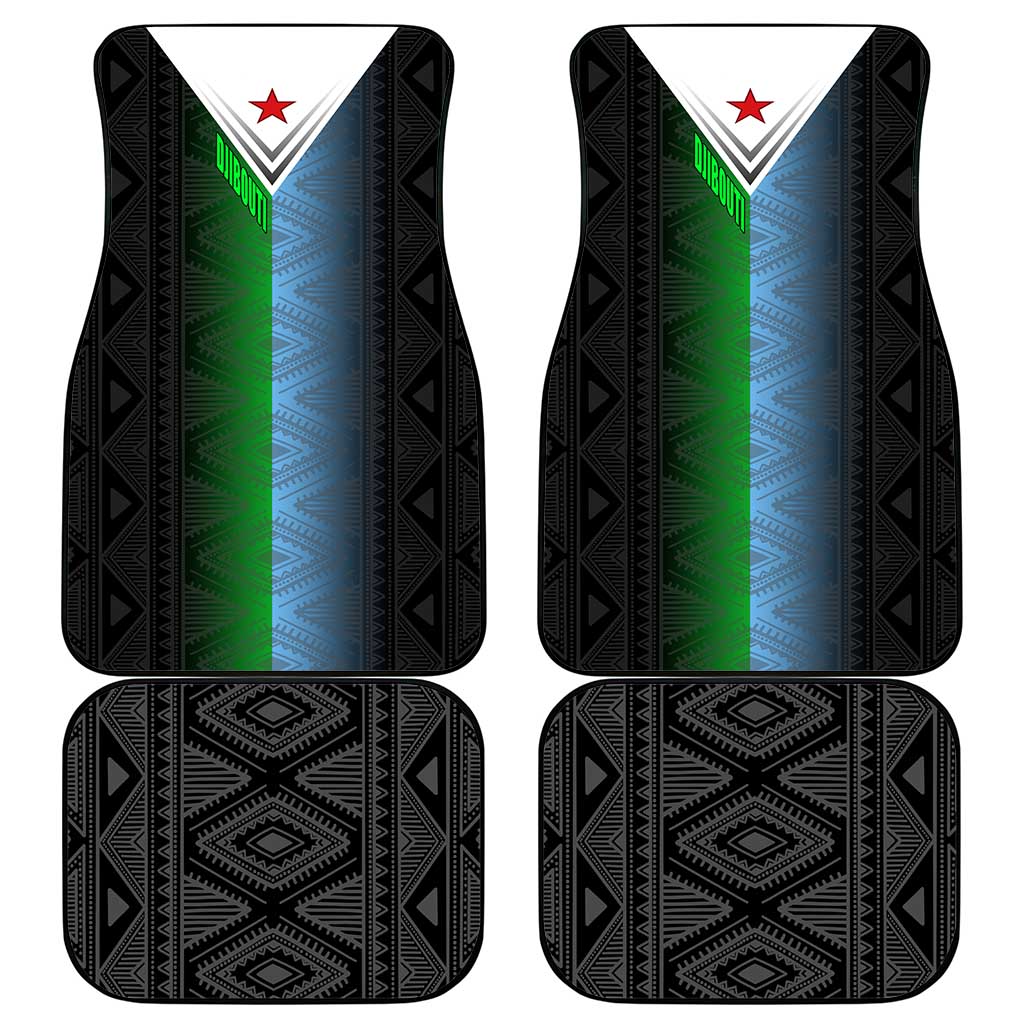 Djibouti Fusion Car Mats Tribal Geometry Meets National Colors and Red Star Boldness