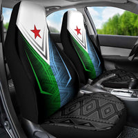 Djibouti Fusion Car Seat Cover Tribal Geometry Meets National Colors and Red Star Boldness