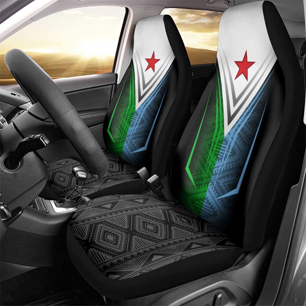 Djibouti Fusion Car Seat Cover Tribal Geometry Meets National Colors and Red Star Boldness