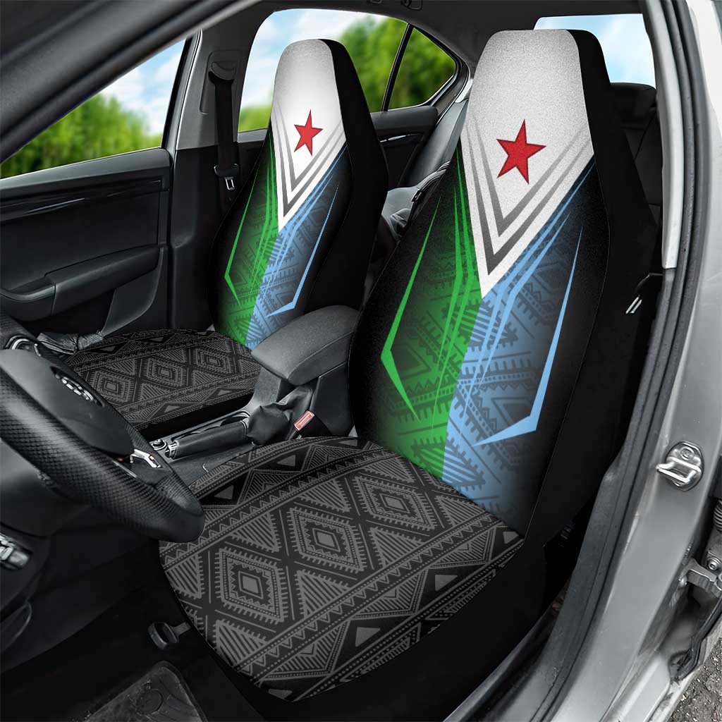 Djibouti Fusion Car Seat Cover Tribal Geometry Meets National Colors and Red Star Boldness