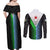 Djibouti Fusion Couples Matching Off Shoulder Maxi Dress and Long Sleeve Button Shirt Tribal Geometry Meets National Colors and Red Star Boldness