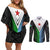 Djibouti Fusion Couples Matching Off Shoulder Short Dress and Long Sleeve Button Shirt Tribal Geometry Meets National Colors and Red Star Boldness