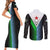 Djibouti Fusion Couples Matching Short Sleeve Bodycon Dress and Long Sleeve Button Shirt Tribal Geometry Meets National Colors and Red Star Boldness