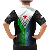 Djibouti Fusion Family Matching Mermaid Dress and Hawaiian Shirt Tribal Geometry Meets National Colors and Red Star Boldness