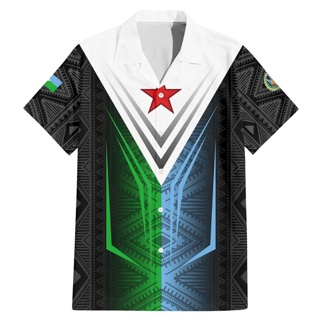 Djibouti Fusion Family Matching Mermaid Dress and Hawaiian Shirt Tribal Geometry Meets National Colors and Red Star Boldness