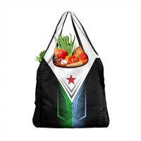 Djibouti Fusion Grocery Bag Tribal Geometry Meets National Colors and Red Star Boldness