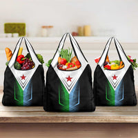 Djibouti Fusion Grocery Bag Tribal Geometry Meets National Colors and Red Star Boldness