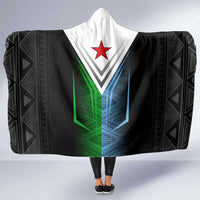 Djibouti Fusion Hooded Blanket Tribal Geometry Meets National Colors and Red Star Boldness