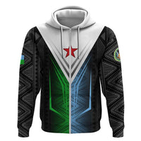 Djibouti Fusion Hoodie Tribal Geometry Meets National Colors and Red Star Boldness
